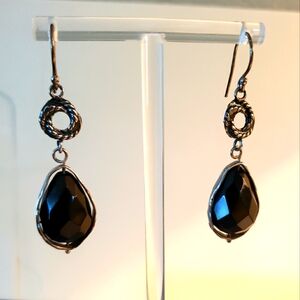 925 Silver and Onyx Dangle Earrings